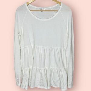 SYDNEY GREGORY PEPLUM WAFFLE LONG SLEEVE TOP